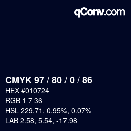 颜色代码: CMYK 97 / 80 / 0 / 86 | qconv.com