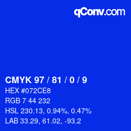 Color code: CMYK 97 / 81 / 0 / 9 | qconv.com