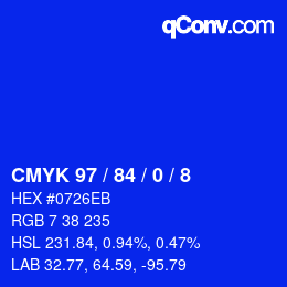 Color code: CMYK 97 / 84 / 0 / 8 | qconv.com