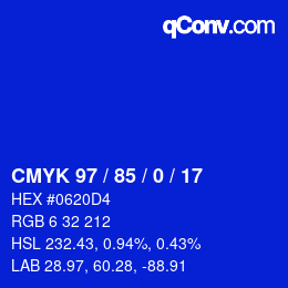 Código de color: CMYK 97 / 85 / 0 / 17 | qconv.com