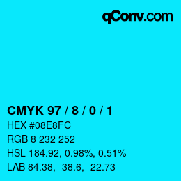 Color code: CMYK 97 / 8 / 0 / 1 | qconv.com