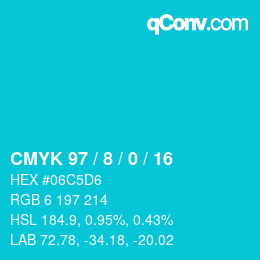 カラーコード: CMYK 97 / 8 / 0 / 16 | qconv.com