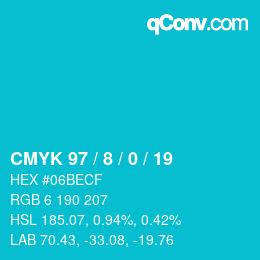 カラーコード: CMYK 97 / 8 / 0 / 19 | qconv.com