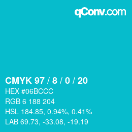 颜色代码: CMYK 97 / 8 / 0 / 20 | qconv.com