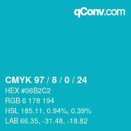 カラーコード: CMYK 97 / 8 / 0 / 24 | qconv.com
