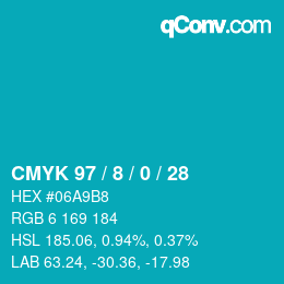 颜色代码: CMYK 97 / 8 / 0 / 28 | qconv.com