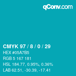 カラーコード: CMYK 97 / 8 / 0 / 29 | qconv.com