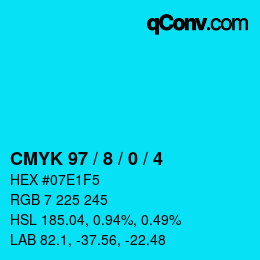 Color code: CMYK 97 / 8 / 0 / 4 | qconv.com