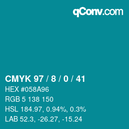 カラーコード: CMYK 97 / 8 / 0 / 41 | qconv.com