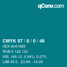 カラーコード: CMYK 97 / 8 / 0 / 48 | qconv.com