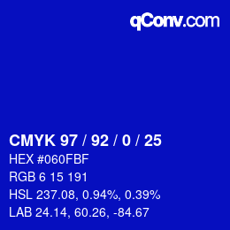 Color code: CMYK 97 / 92 / 0 / 25 | qconv.com