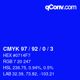 Color code: CMYK 97 / 92 / 0 / 3 | qconv.com