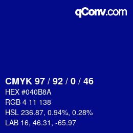 Color code: CMYK 97 / 92 / 0 / 46 | qconv.com