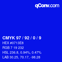 Color code: CMYK 97 / 92 / 0 / 9 | qconv.com