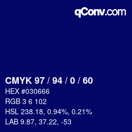 カラーコード: CMYK 97 / 94 / 0 / 60 | qconv.com