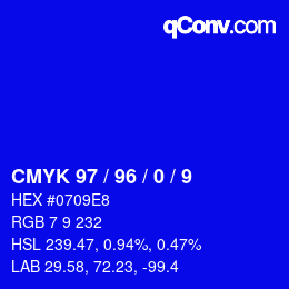 カラーコード: CMYK 97 / 96 / 0 / 9 | qconv.com