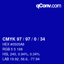 カラーコード: CMYK 97 / 97 / 0 / 34 | qconv.com