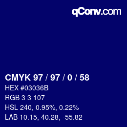 Farbcode: CMYK 97 / 97 / 0 / 58 | qconv.com