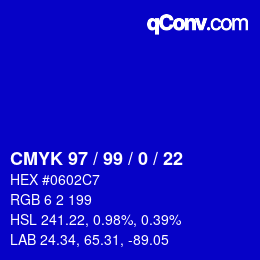 Farbcode: CMYK 97 / 99 / 0 / 22 | qconv.com