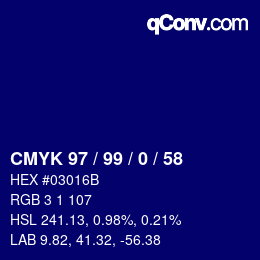 Color code: CMYK 97 / 99 / 0 / 58 | qconv.com