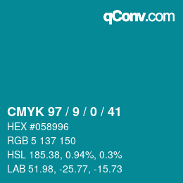 颜色代码: CMYK 97 / 9 / 0 / 41 | qconv.com