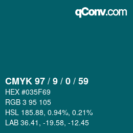 カラーコード: CMYK 97 / 9 / 0 / 59 | qconv.com