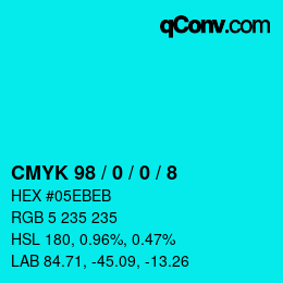 Color code: CMYK 98 / 0 / 0 / 8 | qconv.com