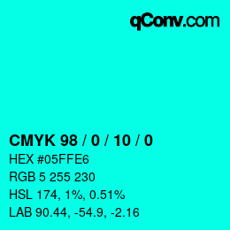 カラーコード: CMYK 98 / 0 / 10 / 0 | qconv.com