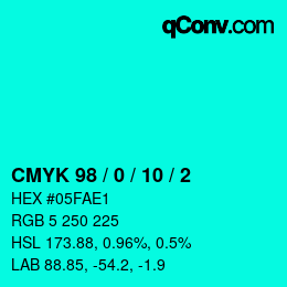 颜色代码: CMYK 98 / 0 / 10 / 2 | qconv.com