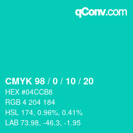 颜色代码: CMYK 98 / 0 / 10 / 20 | qconv.com
