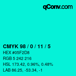 Color code: CMYK 98 / 0 / 11 / 5 | qconv.com