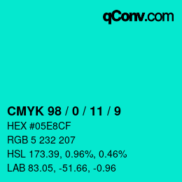 カラーコード: CMYK 98 / 0 / 11 / 9 | qconv.com