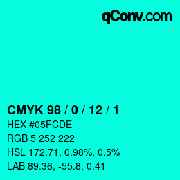 カラーコード: CMYK 98 / 0 / 12 / 1 | qconv.com