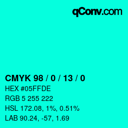 颜色代码: CMYK 98 / 0 / 13 / 0 | qconv.com