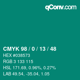 颜色代码: CMYK 98 / 0 / 13 / 48 | qconv.com