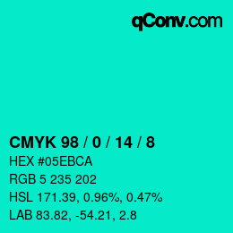 Color code: CMYK 98 / 0 / 14 / 8 | qconv.com