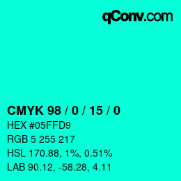 颜色代码: CMYK 98 / 0 / 15 / 0 | qconv.com