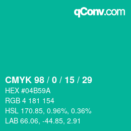 Color code: CMYK 98 / 0 / 15 / 29 | qconv.com