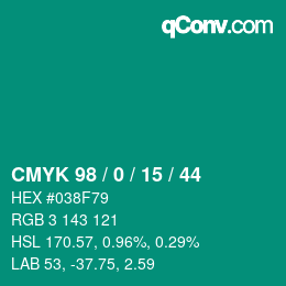 Color code: CMYK 98 / 0 / 15 / 44 | qconv.com