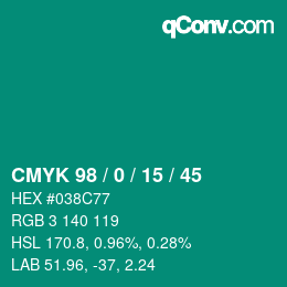 Color code: CMYK 98 / 0 / 15 / 45 | qconv.com