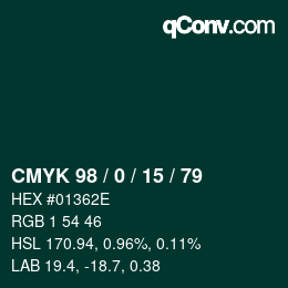 Farbcode: CMYK 98 / 0 / 15 / 79 | qconv.com