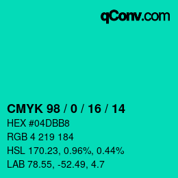 Color code: CMYK 98 / 0 / 16 / 14 | qconv.com