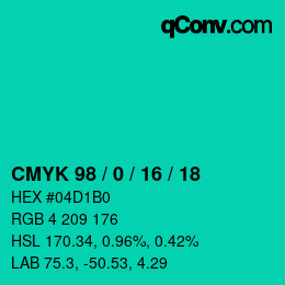 Color code: CMYK 98 / 0 / 16 / 18 | qconv.com