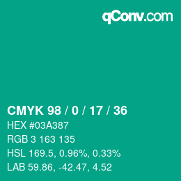Color code: CMYK 98 / 0 / 17 / 36 | qconv.com