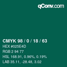 Color code: CMYK 98 / 0 / 18 / 63 | qconv.com