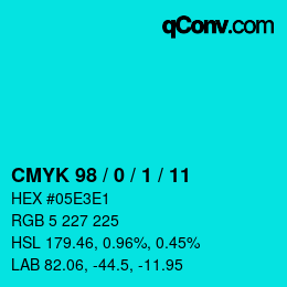 カラーコード: CMYK 98 / 0 / 1 / 11 | qconv.com