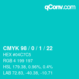 Color code: CMYK 98 / 0 / 1 / 22 | qconv.com