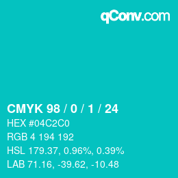 カラーコード: CMYK 98 / 0 / 1 / 24 | qconv.com