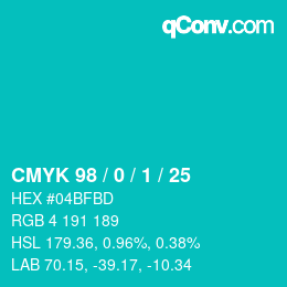 Color code: CMYK 98 / 0 / 1 / 25 | qconv.com