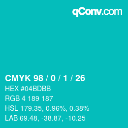 カラーコード: CMYK 98 / 0 / 1 / 26 | qconv.com